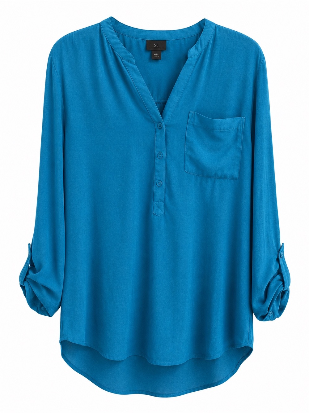 Worthington Teal Henley Pullover Blouse